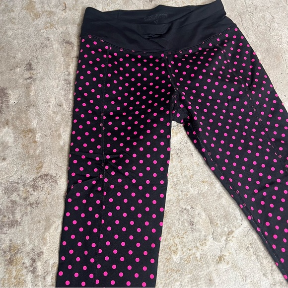 Betsey Johnson Black and Pink Polka Dot Leggings - Picture 2 of 4